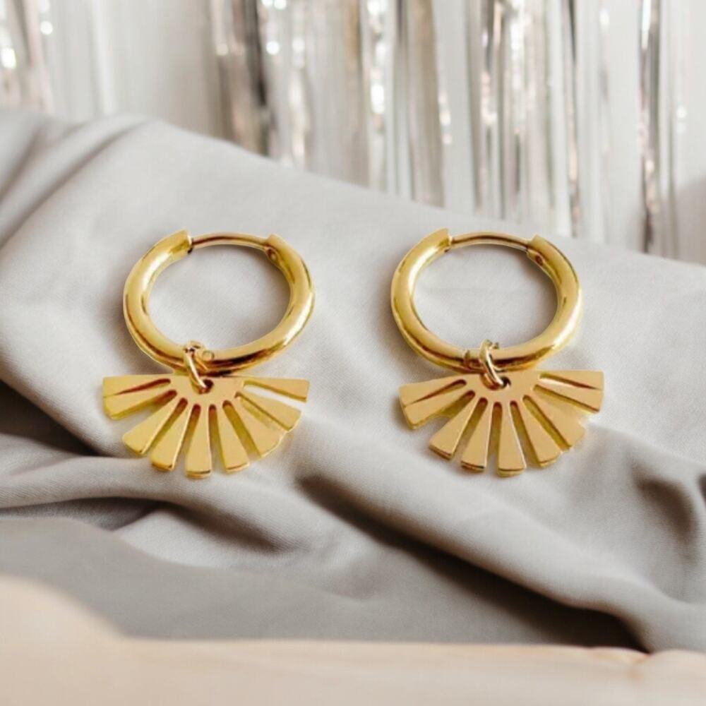 NEW 14K gold plated hoop sun drop earrings jewelry B20